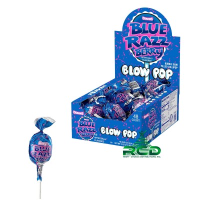 CHARMS BLOW POP BLUE RAZZ 25¢ - 48CT/ DISPLAY